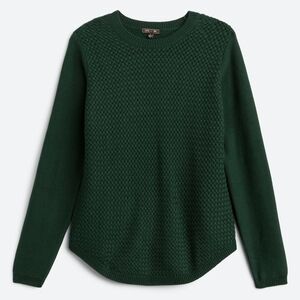 Women's Forest Green Textured Crewneck Sweater